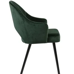 Stoffen eetkamerstoel velours groen met zwarte houten poot><noscript><img width=