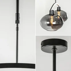 Strak klassieke hanglamp zwart met smoke glas><noscript><img width=