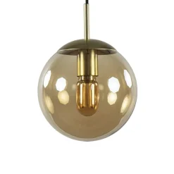 Strak klassieke hanglamp amber glas met messing 20 cm>Straluma Discount