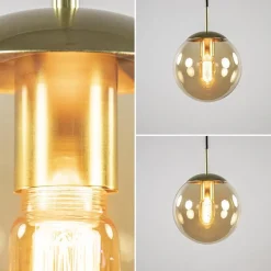 Strak klassieke hanglamp amber glas met messing 20 cm></noscript>Straluma Discount