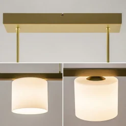 Strak klassieke hanglamp goud met mat wit glas><noscript><img width=