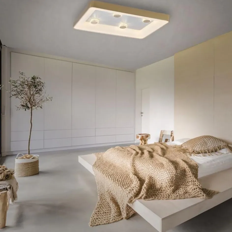 Strak klassieke LED plafondlamp goud met kristaleffect>Straluma