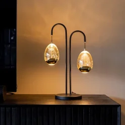 Strak klassieke LED tafellamp egg zwart met goud><noscript><img width=