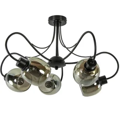 Strak klassieke 5-lichts plafondlamp met smoke glazen kappen>Straluma Discount