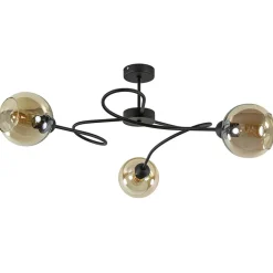 Strak klassieke plafondlamp met amber glazen bollen>Straluma Outlet