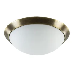 Strak klassieke plafonnière brons met mat wit glas>Straluma Discount