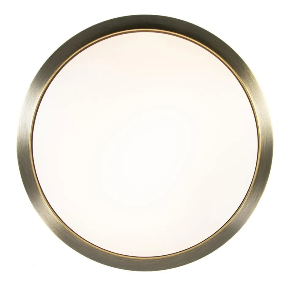 Strak klassieke plafonnière brons met mat wit glas>Straluma Discount