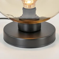 Strak klassieke tafellamp zwart met amber glas></noscript>Straluma Discount