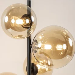 Strak klassieke tafellamp zwart met amber glas></noscript>Straluma Online