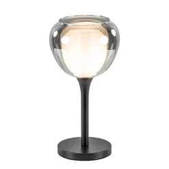 Strak klassieke tafellamp zwart met smoke glazen kap>Straluma Best