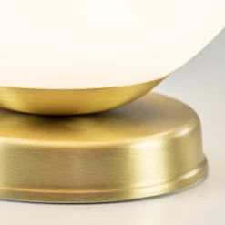 Strak klassieke tafellamp witte glazen bol met goud><noscript><img width=