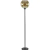 Strak klassieke vloerlamp zwart met amber glas 30 cm>Straluma New