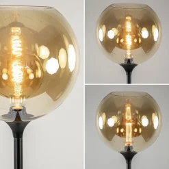 Strak klassieke vloerlamp zwart met amber glas 30 cm></noscript>Straluma New