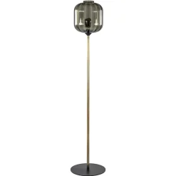 Strak klassieke vloerlamp brons met zwart en smoke glas>Straluma New