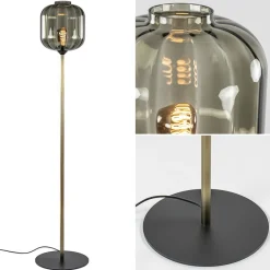 Strak klassieke vloerlamp brons met zwart en smoke glas>Straluma New