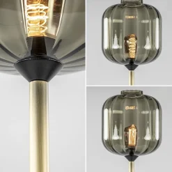 Strak klassieke vloerlamp brons met zwart en smoke glas><noscript><img width=
