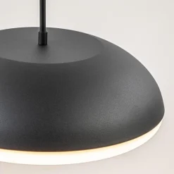 Strakke ronde hanglamp koepel mat zwart 38 cm><noscript><img width=