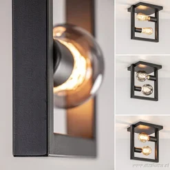 Strakke zwarte plafonnière metaal Frame></noscript>Straluma