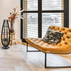 Tafellamp / vloerlamp mat zwart hout><noscript><img width=