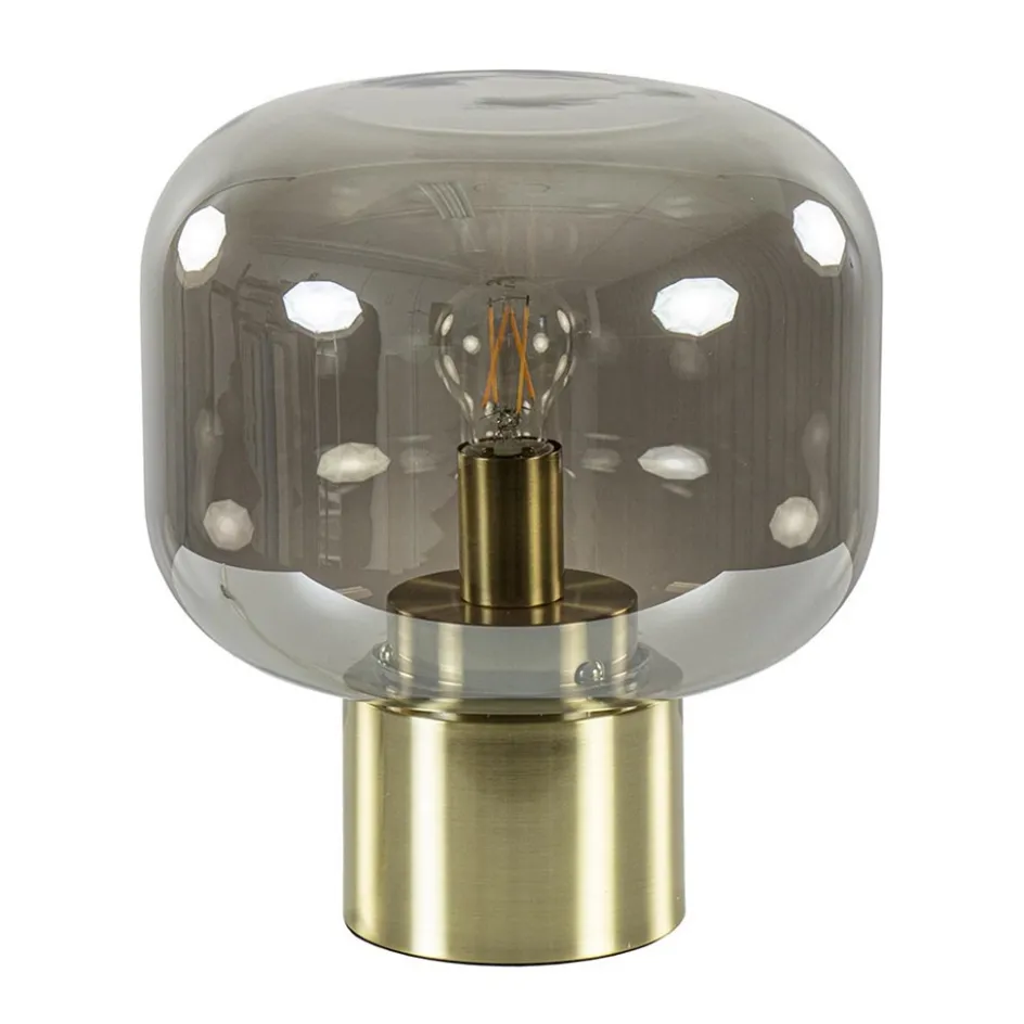 Tafellamp Arturan brons met smoke glazen kap>Straluma