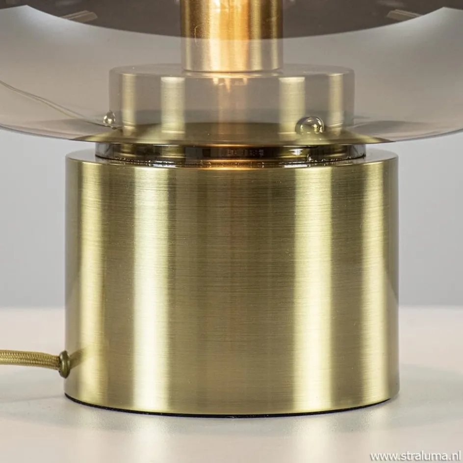 Tafellamp Arturan brons met smoke glazen kap>Straluma