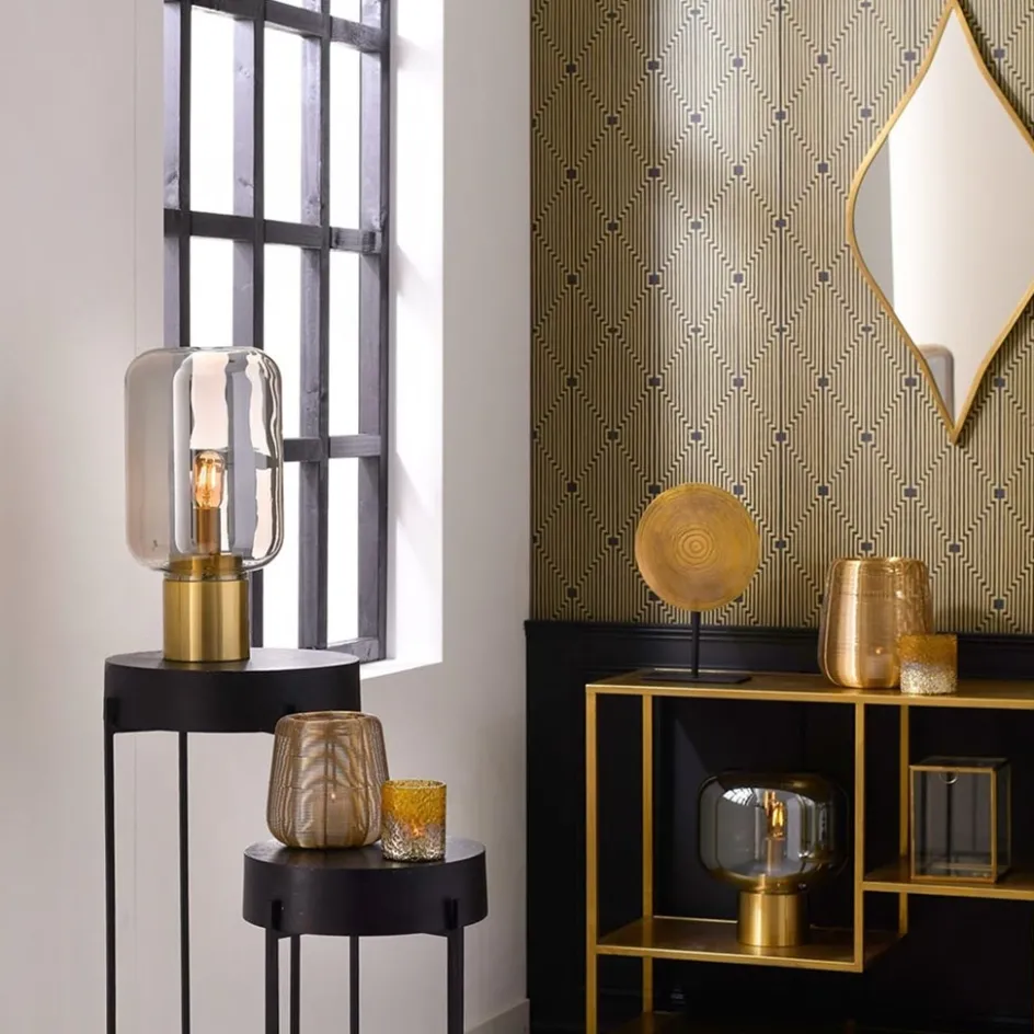 Tafellamp Arturan messing + smoke glas>Straluma Discount