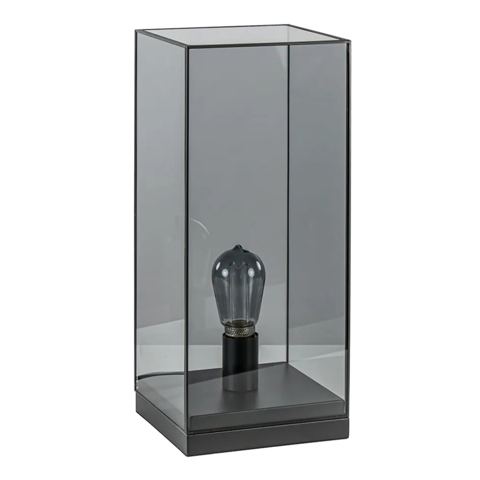 Tafellamp Askjer mat zwart met smoke glas>Straluma