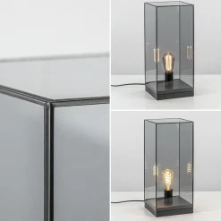 Tafellamp Askjer mat zwart met smoke glas><noscript><img width=