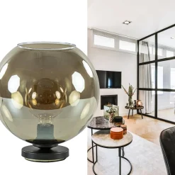 Tafellamp Bella zwart + smoke glas 25cm></noscript>Straluma Clearance