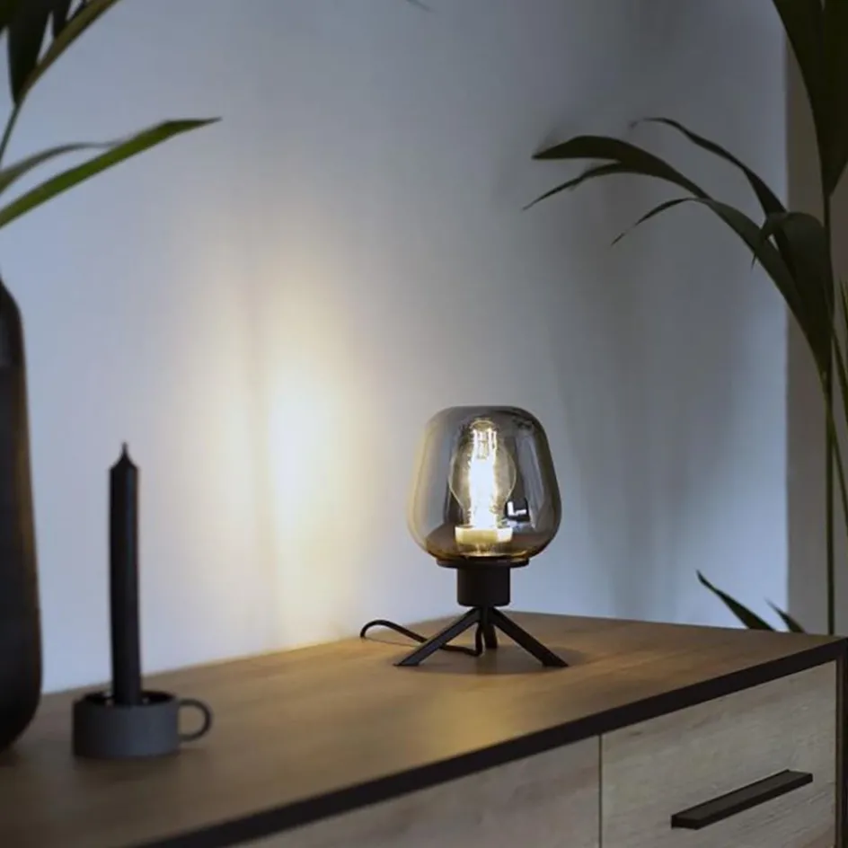 Tafellamp driepoot kegel smoke glas>Straluma Sale