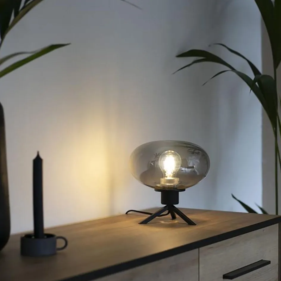 Tafellamp driepoot ufo smoke glas>Straluma Sale