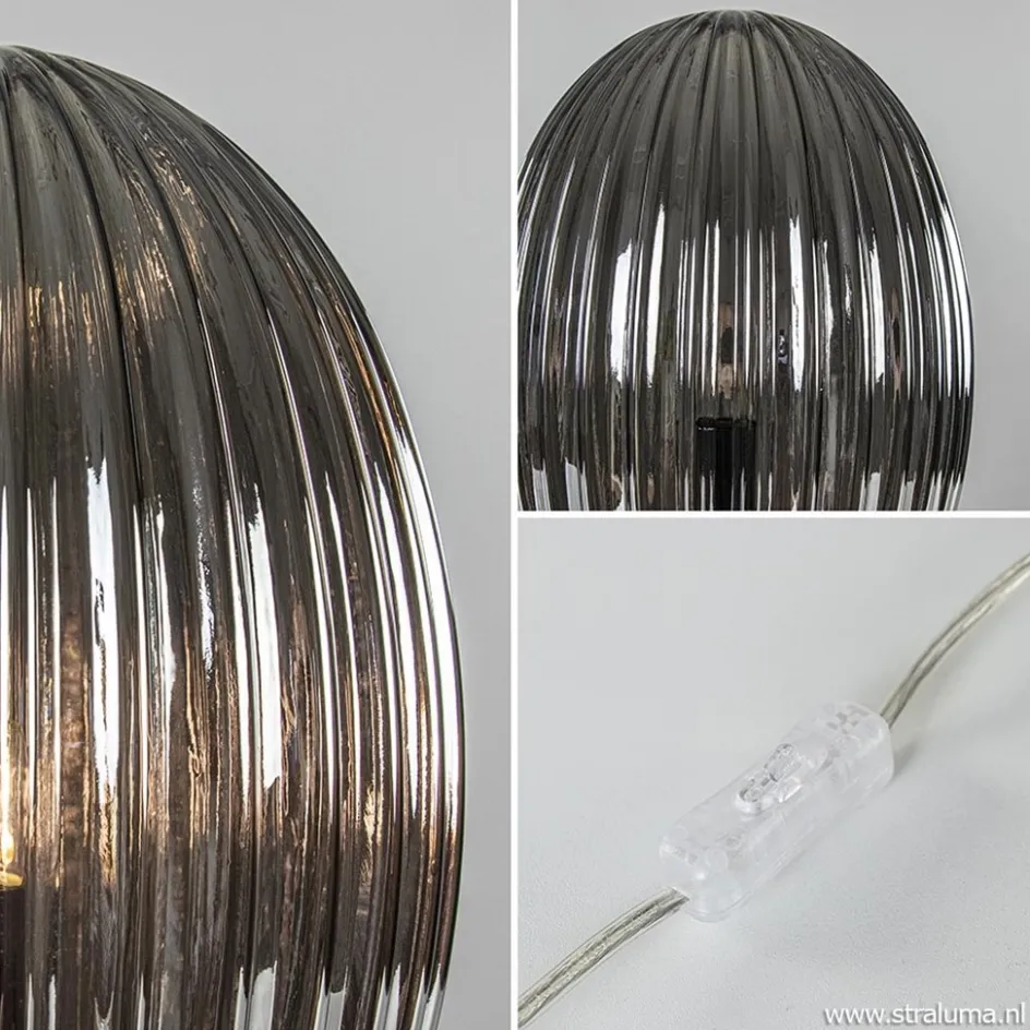 Tafellamp Egg Rib smoke glas>Straluma Best