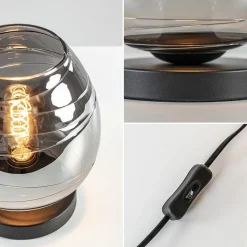 Tafellamp Fantasy laag zwart + smoke glas><noscript><img width=