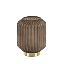 Tafellamp Ivot mat koffie met messing op batterij>Straluma