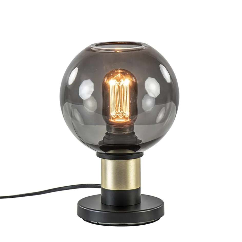 Tafellamp Lazise 15cm zwart/smoke/goud>Straluma Clearance