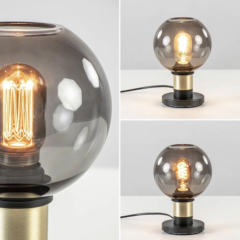 Tafellamp Lazise 15cm zwart/smoke/goud>Straluma Clearance