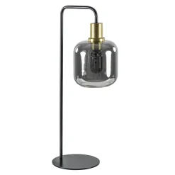 Tafellamp Lekar zwart/brons met smoke glazen kap>Straluma New