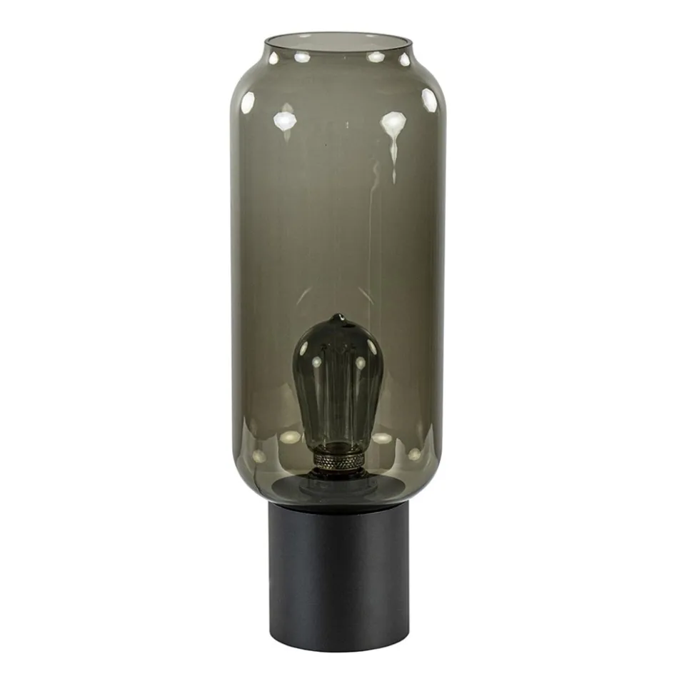 Tafellamp Lett zwart + smoke glas 13cm>Straluma Best