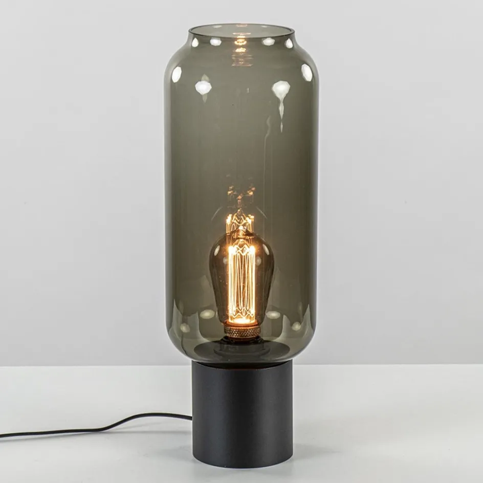 Tafellamp Lett zwart + smoke glas 13cm>Straluma Best