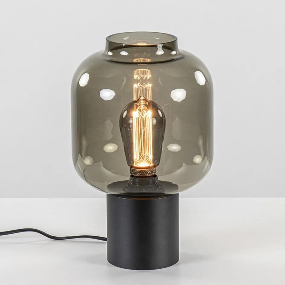 Tafellamp Lett zwart + smoke glas 20cm>Straluma Hot