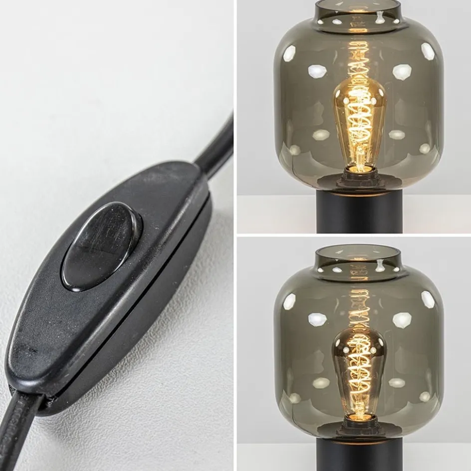 Tafellamp Lett zwart + smoke glas 20cm>Straluma Hot