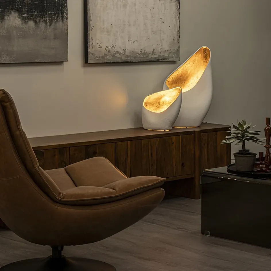 Tafellamp mat wit met goldleaf groot>Straluma Discount