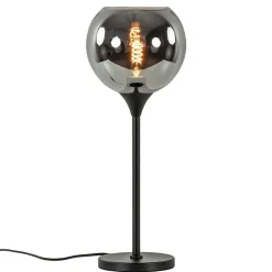 Tafellamp mat zwart met 20 cm smoke glazen bol>Straluma Online