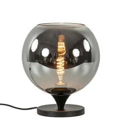 Tafellamp mat zwart met smoke glas 25 cm>Straluma New