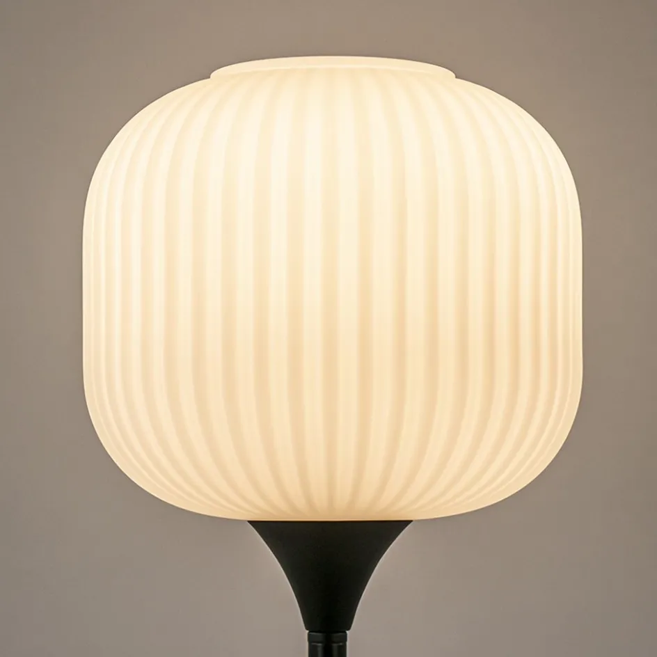 Tafellamp mat zwart met wit glas hoog>Straluma Discount