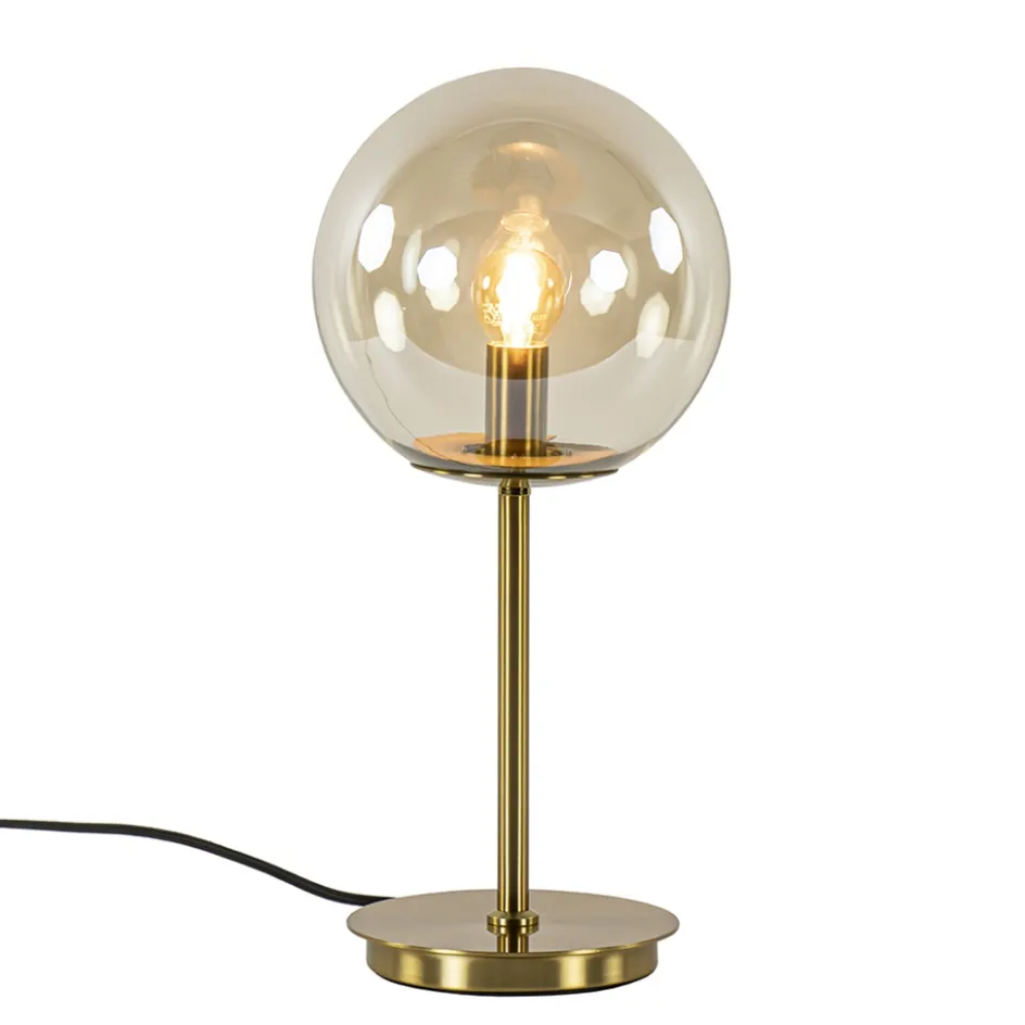 Tafellamp Medina goud met amber glas L&L>Straluma Outlet
