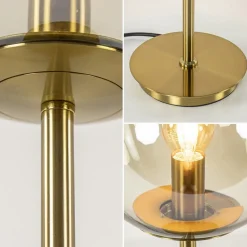 Tafellamp Medina goud met amber glas L&L><noscript><img width=