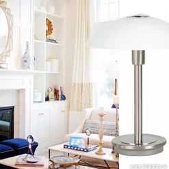 Tafellamp nikkel touchdimmer slaapkamer></noscript>Straluma Hot