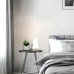 Tafellamp nikkel/glas met touchdimmer><noscript><img width=