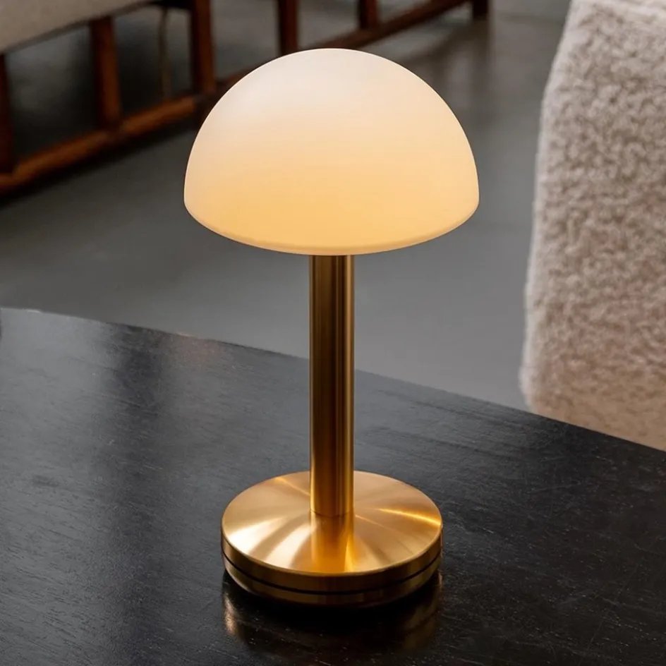 Tafellamp op accu gold/frosted IP65>Straluma Online